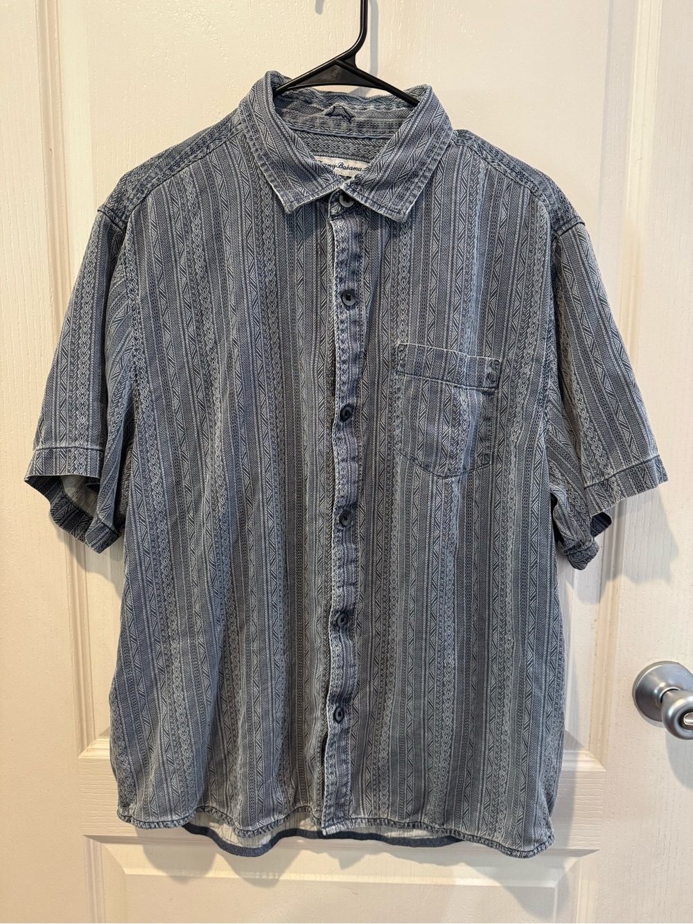Tommy Bahama Men's Short-Sleeve Blue Stripe Button-Down Shirt